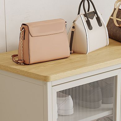 Shoe Storage Cabinet with Doors, 6-Tier Shoe Cabinet with Sturdy Support Legs, Shoes Rack Organizer
