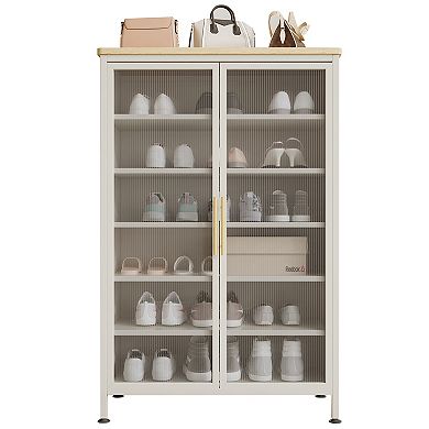 Shoe Storage Cabinet with Doors, 6-Tier Shoe Cabinet with Sturdy Support Legs, Shoes Rack Organizer