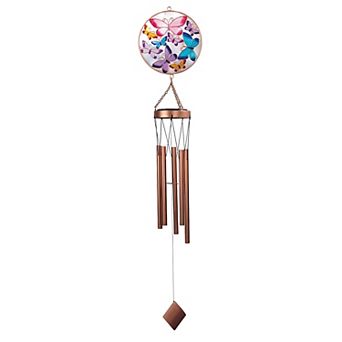 FC Design 41" Long Butterfly Solar Light Wind Chime Decoration Garden and Patio Decor