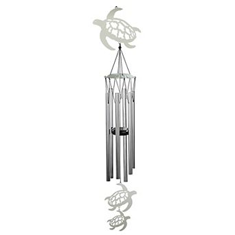 FC Design 29" Long Sea Turtle Metal Silhouette Wind Chime Decoration Garden and Patio Decor