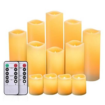 12 pc Flameless Flickering Pillar Candles with Remote Timer for Christmas Wedding