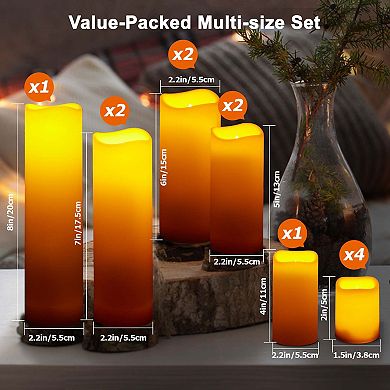 12Pcs Flameless Flickering Pillar Candles with Remote Timer for Christmas Wedding