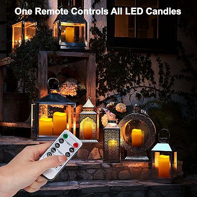 12Pcs Flameless Flickering Pillar Candles with Remote Timer for Christmas Wedding
