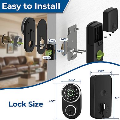 4 in 1 Smart Fingerprint Door Knob with Keypad, App Control