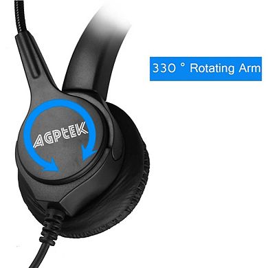Call Center Hands-Free Noise Cancelling Corded Monaural Headset with Mic Mircrophone
