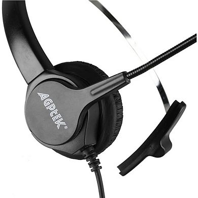 Call Center Hands-Free Noise Cancelling Corded Monaural Headset with Mic Mircrophone