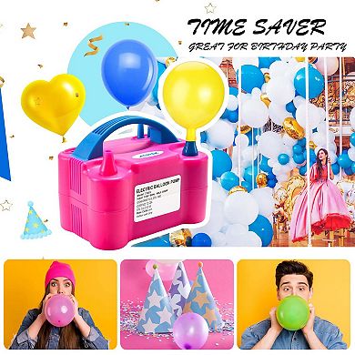 110V 600W Electric Air Balloon Pump Dual Nozzle Inflator/Blower for Party Decoration