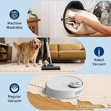 Garvee Ruffled Border Washable Area Rug Solid Color Non Slip Low Pile Rug for Bedroom Kitchen