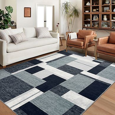 Garvee Indoor Soft Fluffy Area Rug Modern Geometric Patchwork Rug