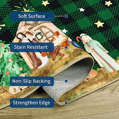 Garvee Christmas Rug Machine Washable Xmas Rug with Rubber Backing Soft Non Shedding Carpet