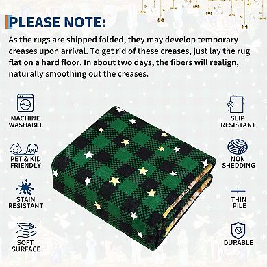Garvee Christmas Rug Machine Washable Xmas Rug with Rubber Backing Soft Non Shedding Carpet