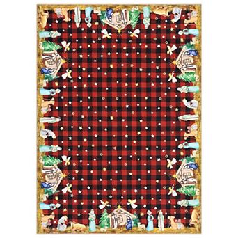 Garvee Christmas Rug Machine Washable Xmas Rug with Rubber Backing Soft Non Shedding Carpet