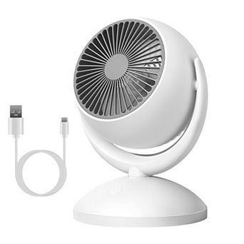 Portable Air Circulator Desk Fan, Rechargeable Oscillating Table Fan with 4 Speeds & 360° Tilt