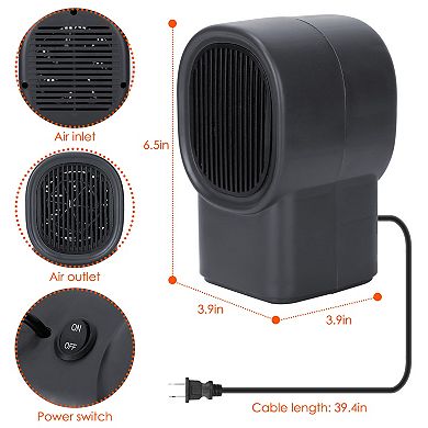 500W Portable Electric Space Heater, Mini Desktop Heater Fan for Home & Office Use