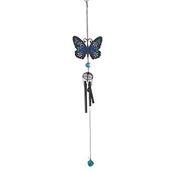 FC Design 27" Long Butterfly With Black Gem Wind Chime Decoration Garden and Patio Decor