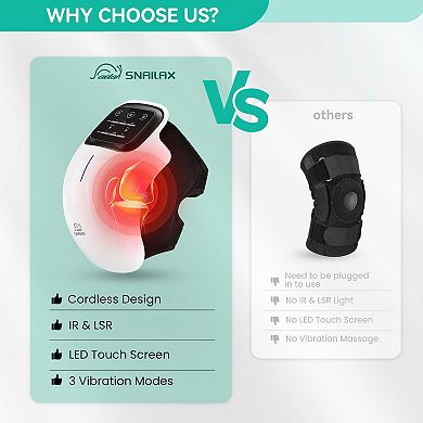 Snailax Cordless Knee Massager with Heat, 3 Vibration Modes & 3 Heating Levels