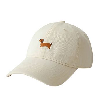 Women's Embroidered Sausage Dog Baseball Cap with Curved Brim and Adjustable Strap