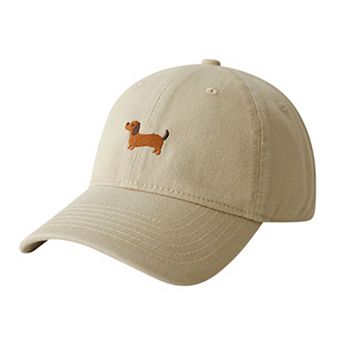 Women's Embroidered Sausage Dog Baseball Cap with Curved Brim and Adjustable Strap