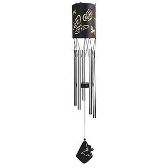 FC Design 39" Long Solar Butterfly Silhouette Cylinder Wind Chime Decoration Garden & Patio Decor