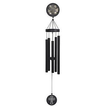 FC Design 45" Long Solar Cross Silhouette Wind Chime Decoration Garden and Patio Decor