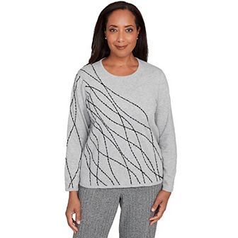 Petite Alfred Dunner Abstract Cording Sweater