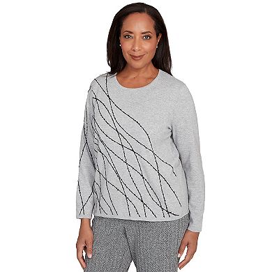 Petite Alfred Dunner Abstract Cording Sweater