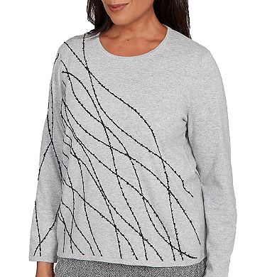 Petite Alfred Dunner Abstract Cording Sweater