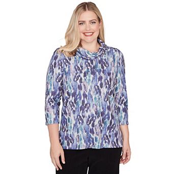 Petite Animal Melange Three-Quarter Sleeve Top