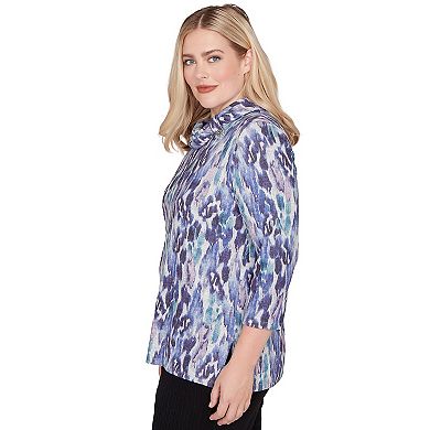 Petite Animal Melange Three-Quarter Sleeve Top