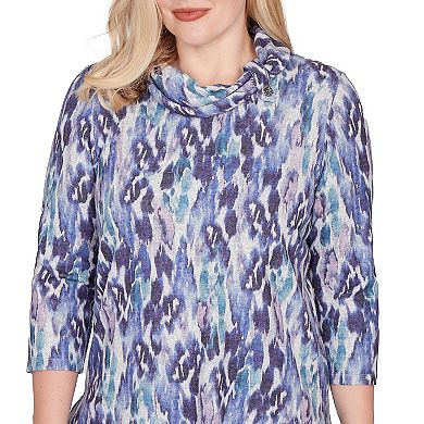 Petite Animal Melange Three-Quarter Sleeve Top