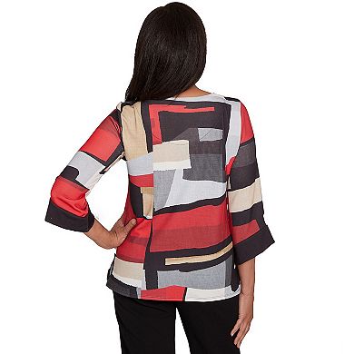 Petite Alfred Dunner Knit Colorblock Top with Necklace