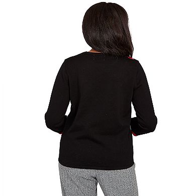 Petite Alfred Dunner Zebra Colorblock Long Sleeve Sweater