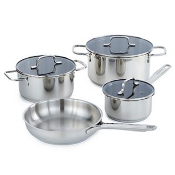 BergHOFF DiNA Helix Stainless Steel 7 pc Cookware Set with Glass Lids