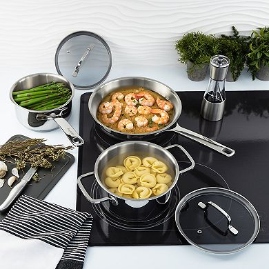 BergHOFF DiNA Helix 5-pc. Stainless Steel Cookware Set with Glass Lids