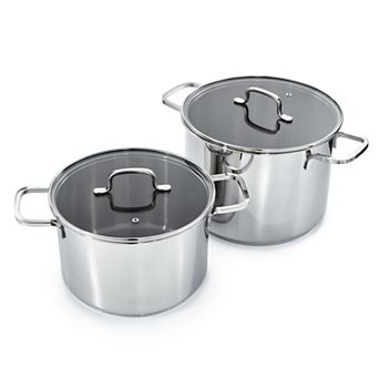 BergHOFF DiNA Helix 4 pc Stainless Steel Stockpot Set with Glass Lids