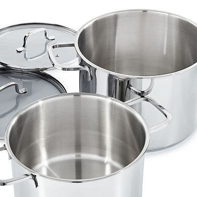 BergHOFF DiNA Helix 4-pc. Stainless Steel Stockpot Set with Glass Lids