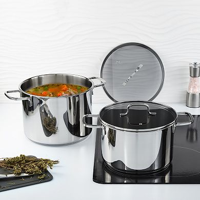 BergHOFF DiNA Helix 4-pc. Stainless Steel Stockpot Set with Glass Lids