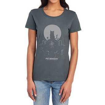 Juniors' Pet Sematary Cat Silhouette Graphic Tee