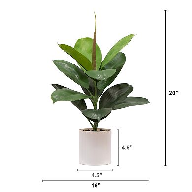 nearly natural Artificial Fiddle Plant in White Pot