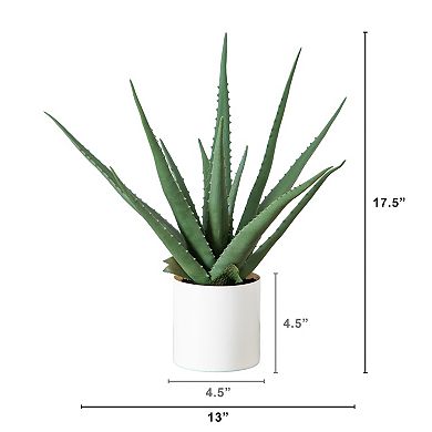 nearly natural Artificial Agave Plant in White Pot