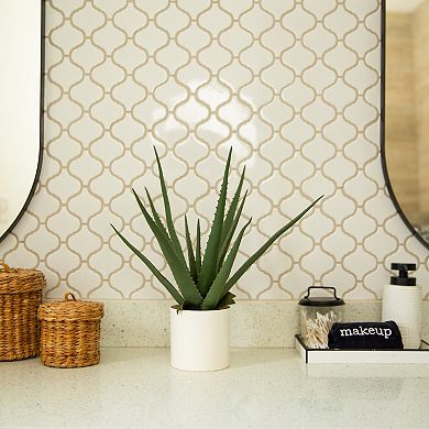 nearly natural Artificial Agave Plant in White Pot