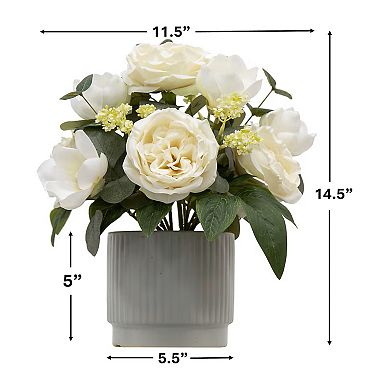 nearly natural Artificial Rose Plant in Decorative Pot