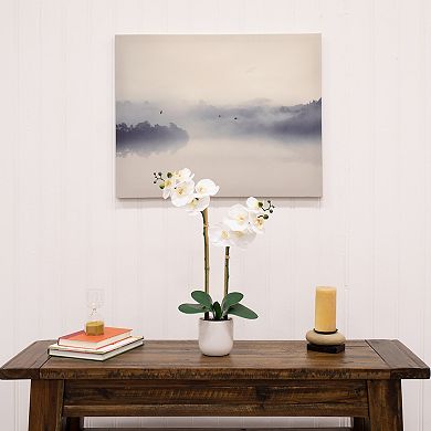 nearly natural 26-Inch Artificial Two Stem Orchid Ceramic Pot Decor