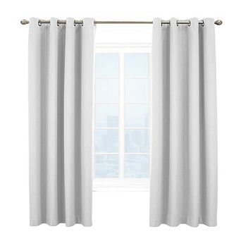 Kelly Elegant White Grommet Window Curtain Panel with Total Blackout and Sound Dampening