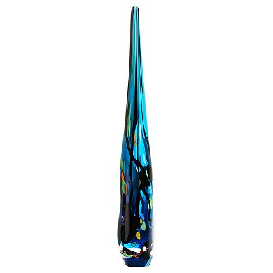 Luxury Lane Hand Blown Abstract Hollow Blue Tear Drop Sommerso Art Glass Sculpture