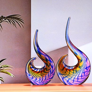 Luxury Lane Hand Blown Abstract Sommerso Art Glass Sculpture