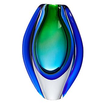Luxury Lane Hand Blown Sommerso Oval Art Glass Vase