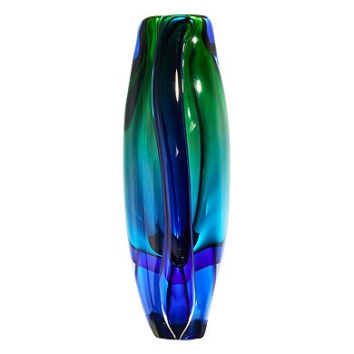 Luxury Lane Hand Blown Sommerso Oval Art Glass Vase
