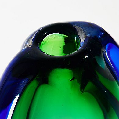 Luxury Lane Hand Blown Sommerso Oval Art Glass Vase