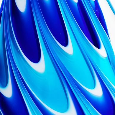 Luxury Lane Hand Blown Swirl Wave Tear Drop Sommerso Art Glass Sculpture